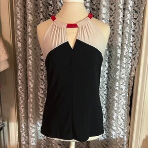 The Limited Black and Cream Keyhole Blouse